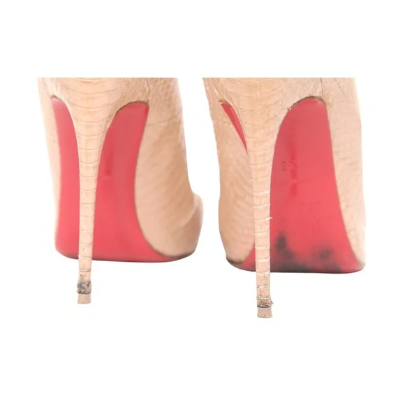 CHRISTIAN LOUBOUTIN Pumps Leather Beige Watersnake SO KATE 120mm Heels 38 $845 - Picture 11 of 14
